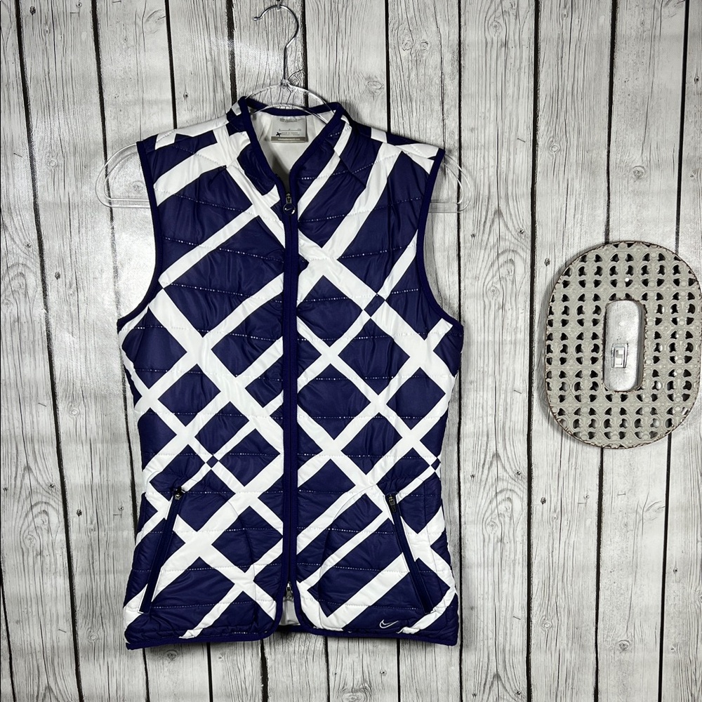 Nike Golf Tour Performance purple and white geometric puffer vest size small